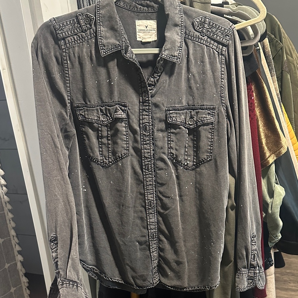 Gray Button-Up Shirt